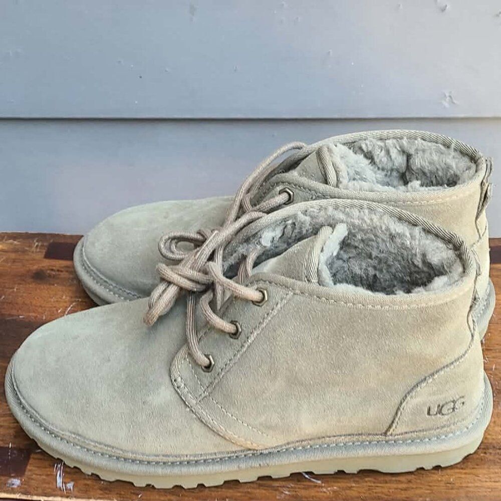 UGG Neumel Seal Gray Suede Shearling Chukka Boots size 8 NWT!